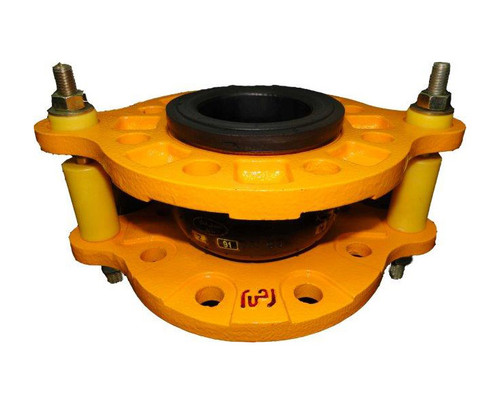 لرزهگیر ۹۰ درجه آبی و قرمز فلنجی با فشار ۱۶ بار ارتعاشات صنعتی